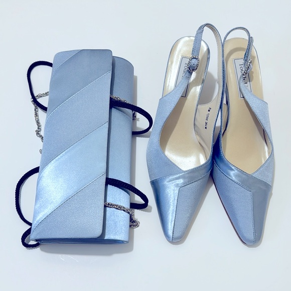Matching Blue Purse & Shoes Set (Or Sold Separately) Size 8 W - Picture 8 of 10